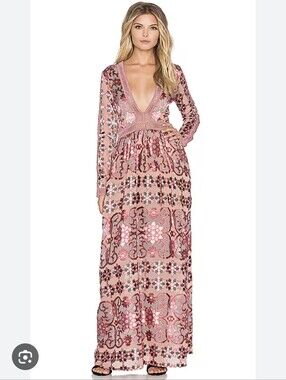 For Love And Lemons Juliet Maxi Dress In Maroon